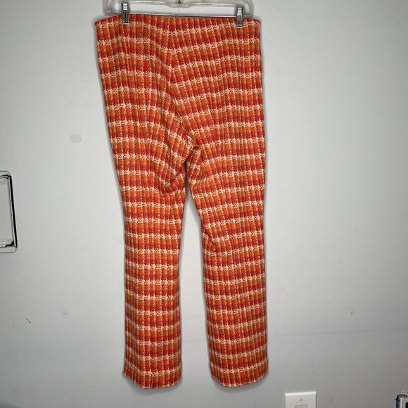 Maeve by Anthropologie Pants Womens Medium Orange Red The Margot Flare Plaid - Picture 5 of 13